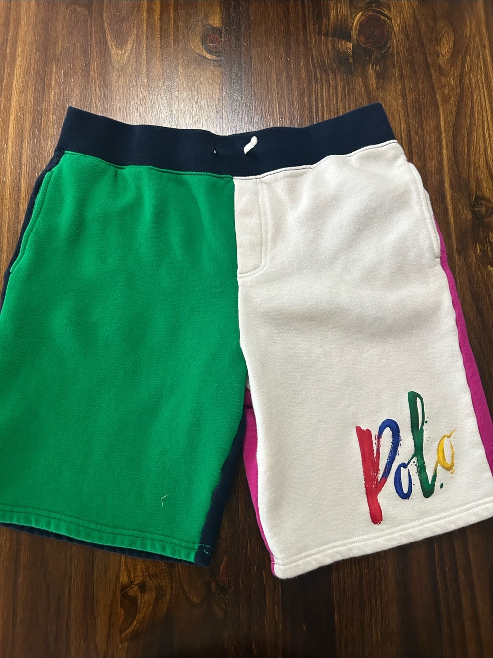 Polo by Ralph Lauren Green, White & Pink Colorblock Kids Shorts